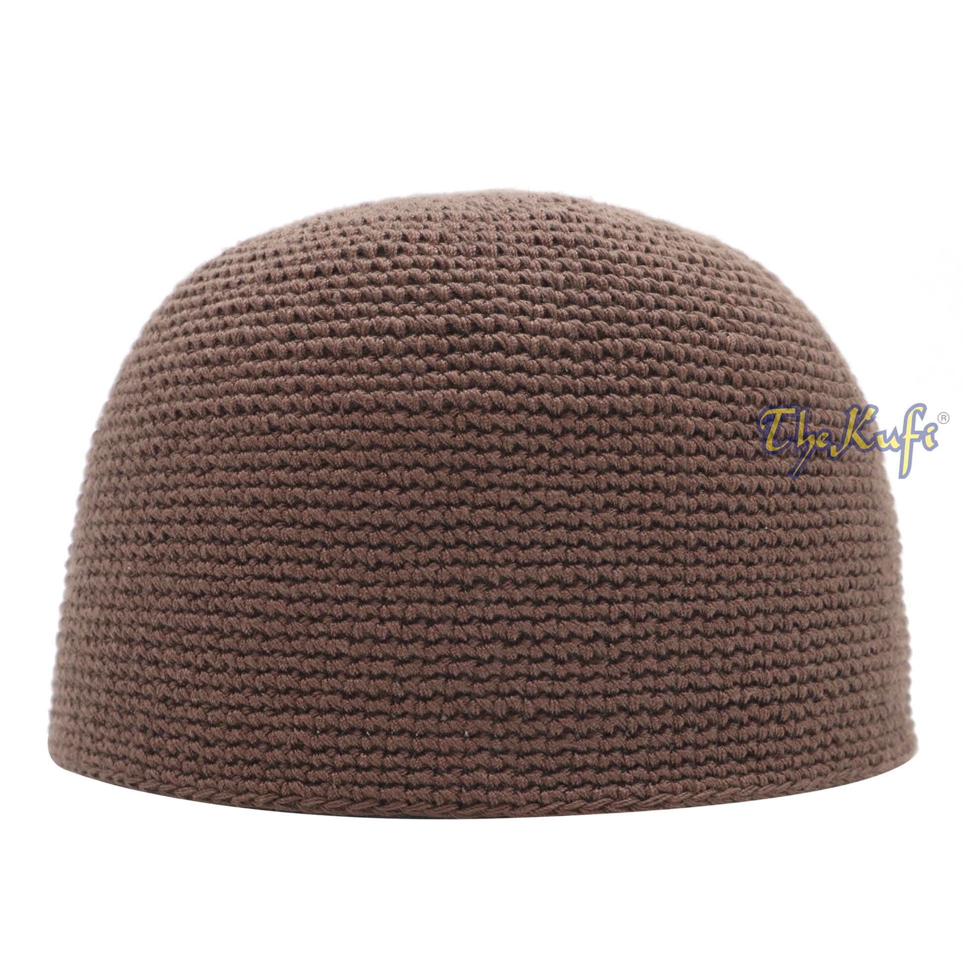 Hand-Crocheted Cotton Sturdy Brown Plain Crocheted Kufi Cap