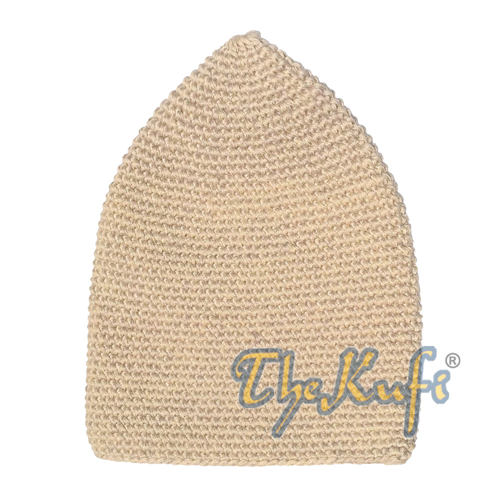 Topi Kufi Rajutan Tangan Warna Krem Polos 100% Katun Desain dan Nyaman Dipakai