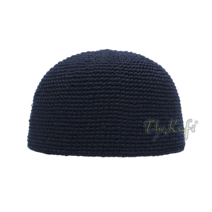 Cotton Kufi Skull Cap – Extra Dark Blue Hand-crocheted Comfortable Fit Muslim Fashion