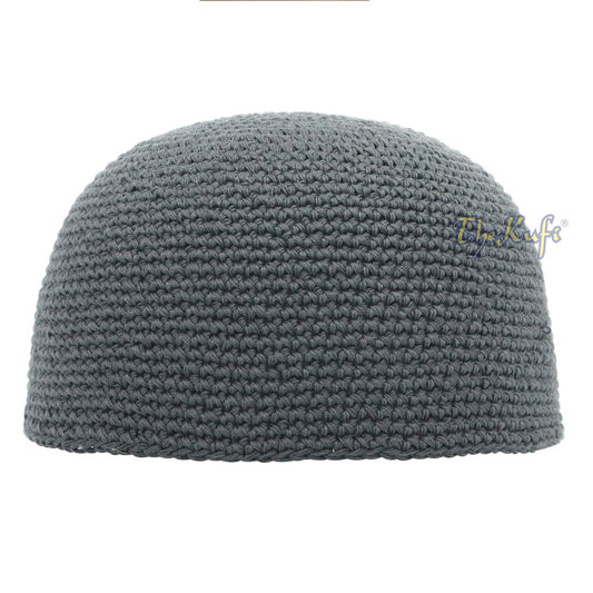 Cotton Kufi Skull Cap – Dark Grey Hand-crocheted 100% Cotton Head Cover