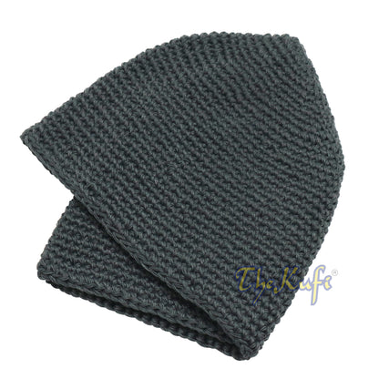 Cotton Kufi Skull Cap – Dark Grey Hand-Crocheted 100% Cotton Head Cover By Thekufi®