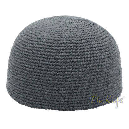 Cotton Kufi Skull Cap – Dark Grey Hand-Crocheted 100% Cotton Head Cover By Thekufi®