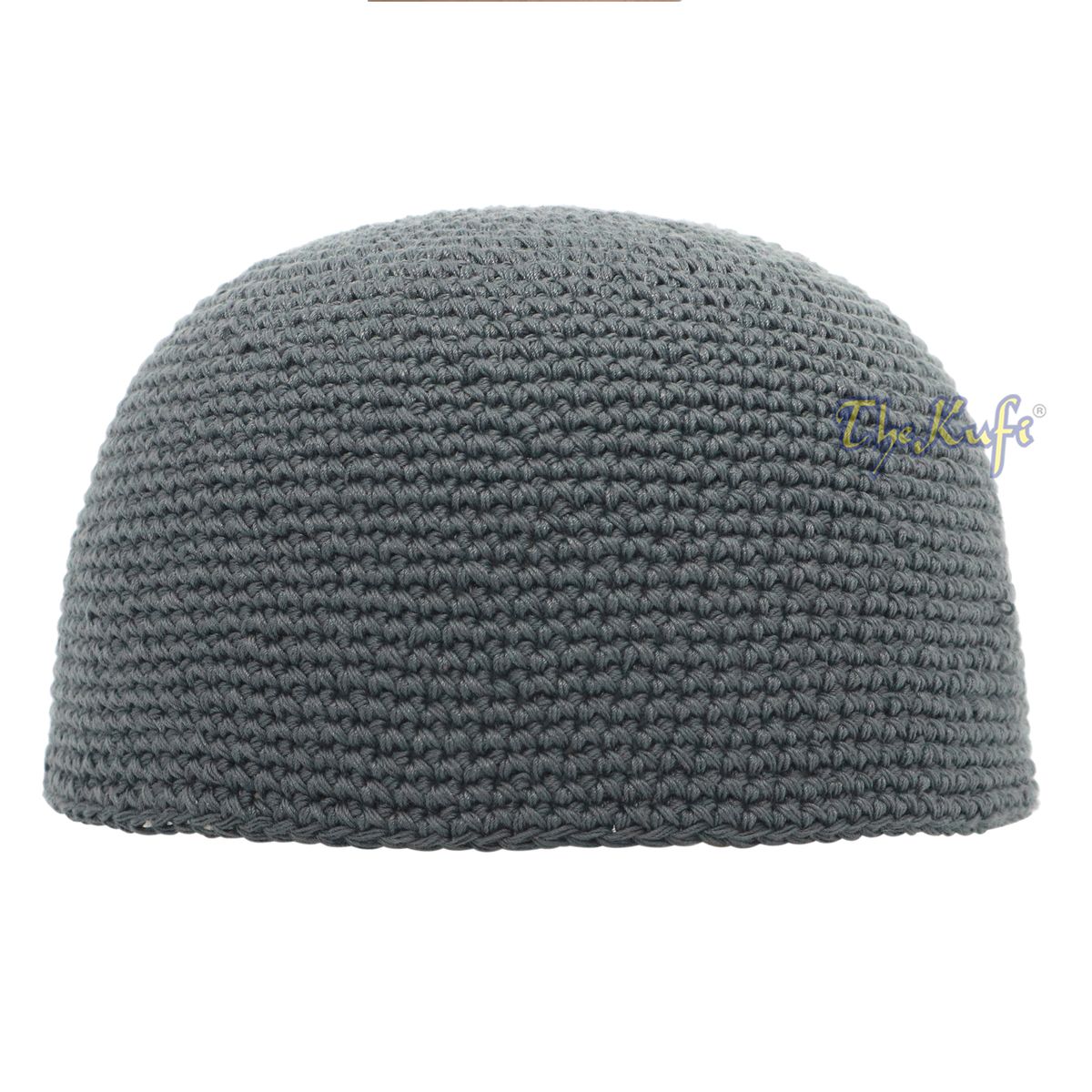 Cotton Kufi Skull Cap – Dark Gray Hand-Crocheted 100% Cotton Head Cover By
