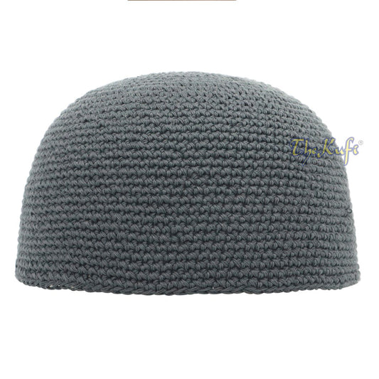 Cotton Kufi Skull Cap – Dark Gray Hand-Crocheted 100% Cotton Head Cover By
