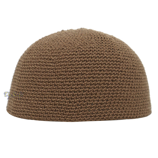 Plain Dark Khaki Hand-Crocheted 100% Cotton Kufi Hat -Unique Design and Comfortable Fit