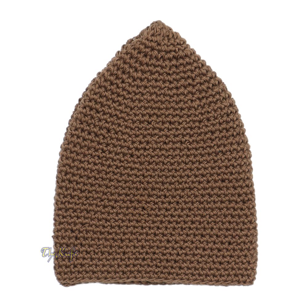 Plain Dark Khaki Hand-Crocheted 100% Cotton Kufi Hat -Design and Comfortable Fit