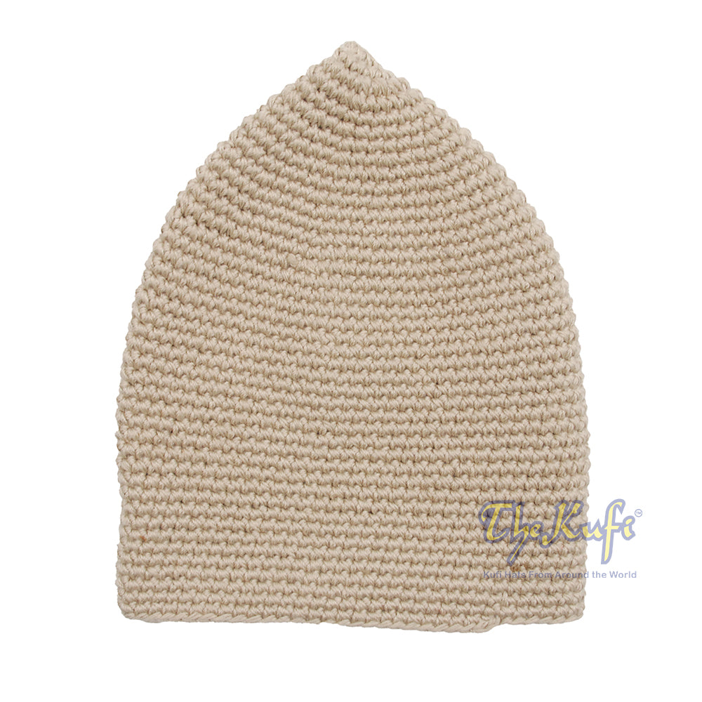 Plain Khaki Hand-Crocheted 100% Cotton Kufi Hat Unique Design And Comfortable Fit