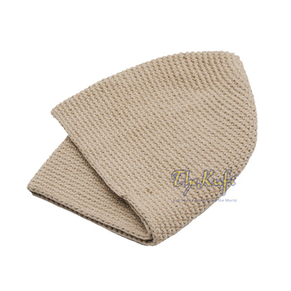 Plain Khaki Hand-Crocheted 100% Cotton Kufi Hat Unique Design And Comfortable Fit