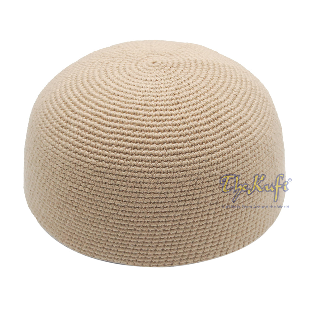 Plain Khaki Hand-Crocheted 100% Cotton Kufi Hat Unique Design And Comfortable Fit