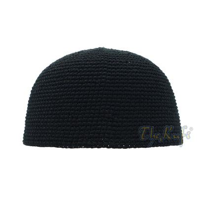 Plain Black Hand-Crocheted 100% Cotton Kufi Cap Comfortable Fit