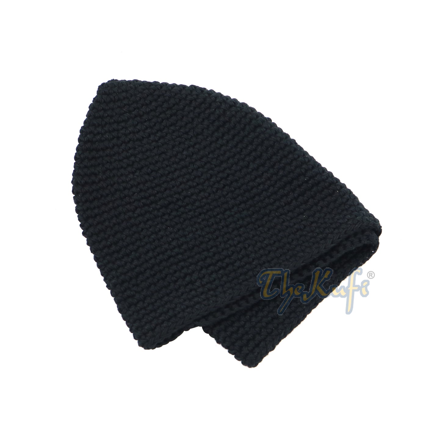 Plain Black Hand-Crocheted 100% Cotton Kufi Cap Comfortable Fit