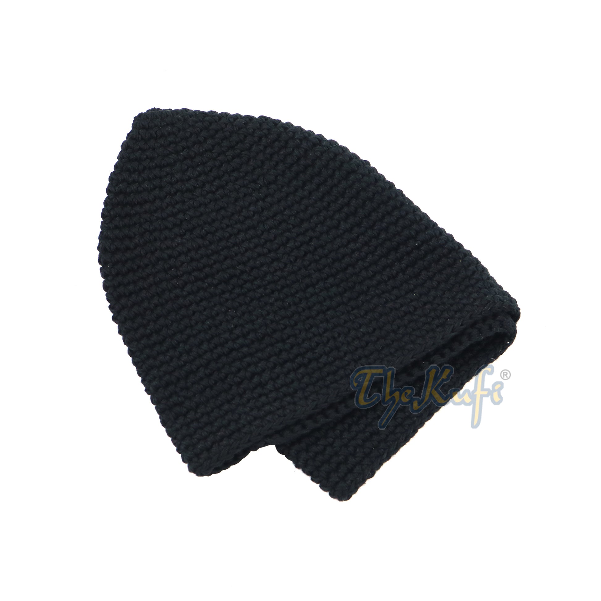 Plain Black Hand-crocheted 100% Cotton Kufi Cap Comfortable Fit