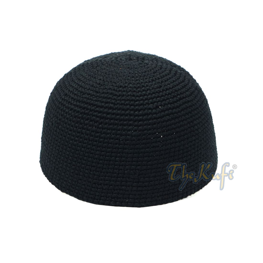 Plain Black Hand-crocheted 100% Cotton Kufi Cap Comfortable Fit