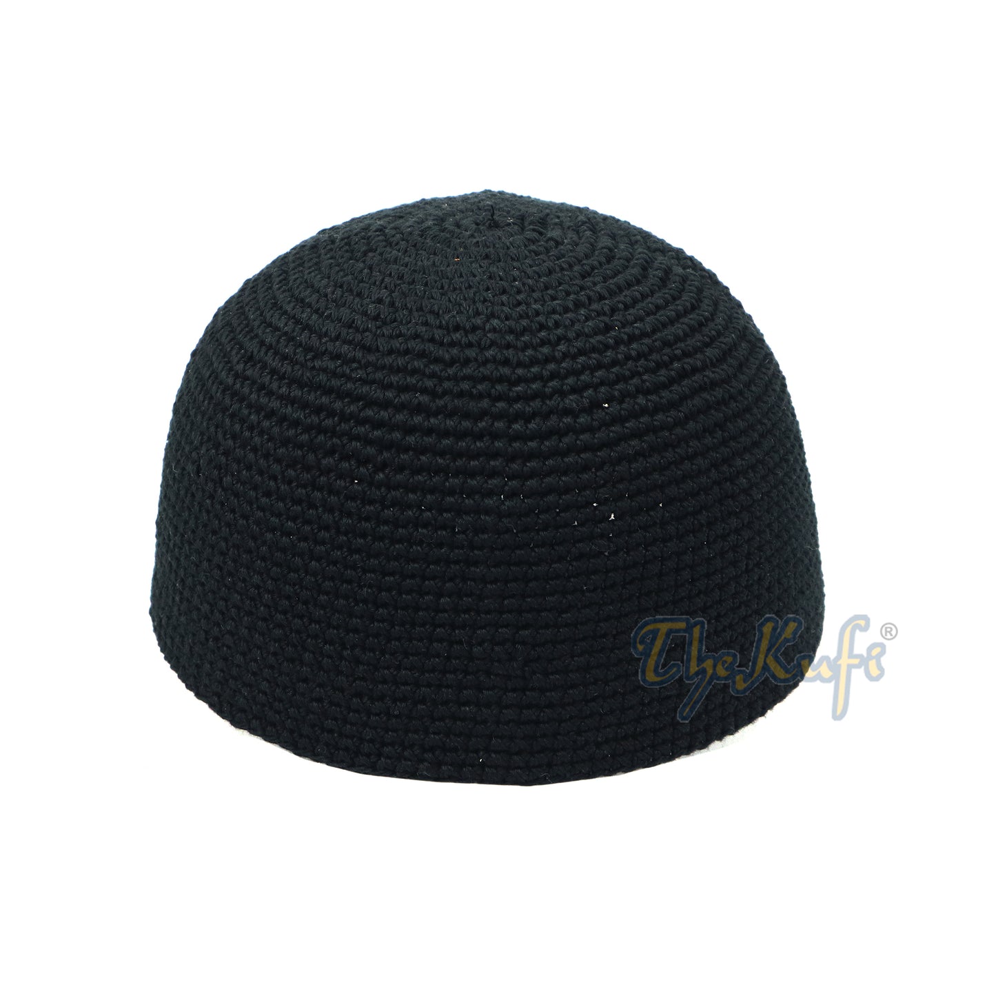 Plain Black Hand-Crocheted 100% Cotton Kufi Cap Comfortable Fit