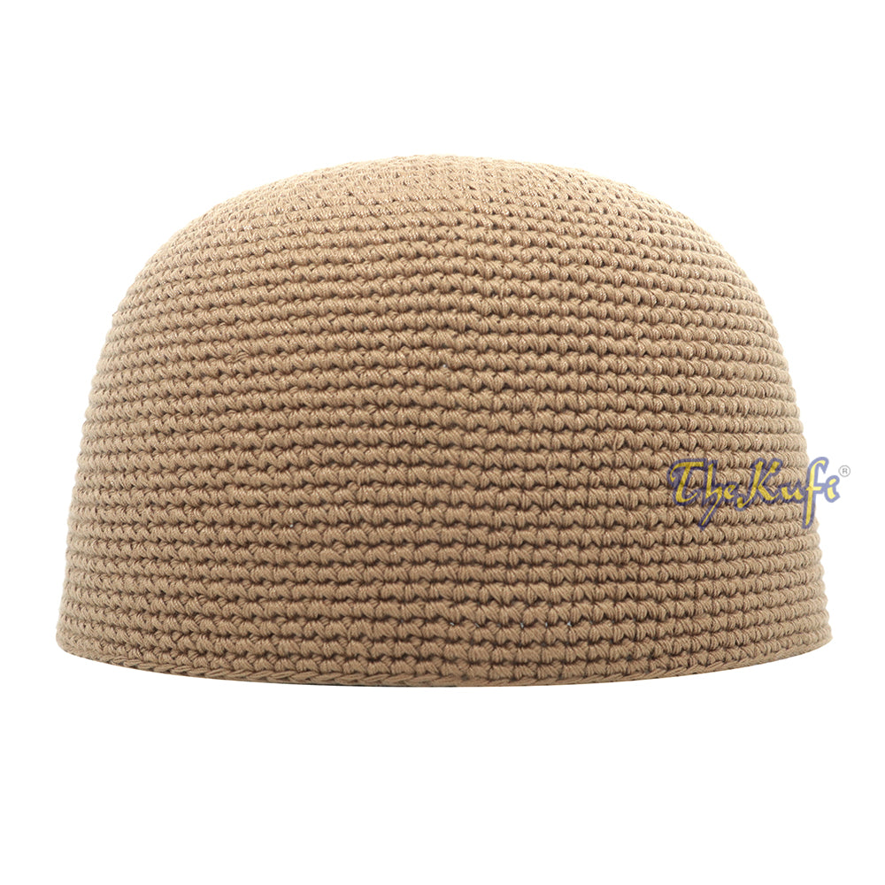 Plain Light Brown Hand-Crocheted 100% Cotton Kufi Hat Unique Design And Comfortable Fit