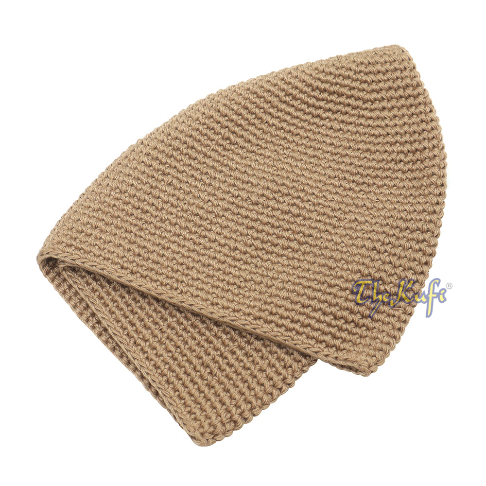 Plain Light Brown Hand-Crocheted 100% Cotton Kufi Hat Unique Design And Comfortable Fit