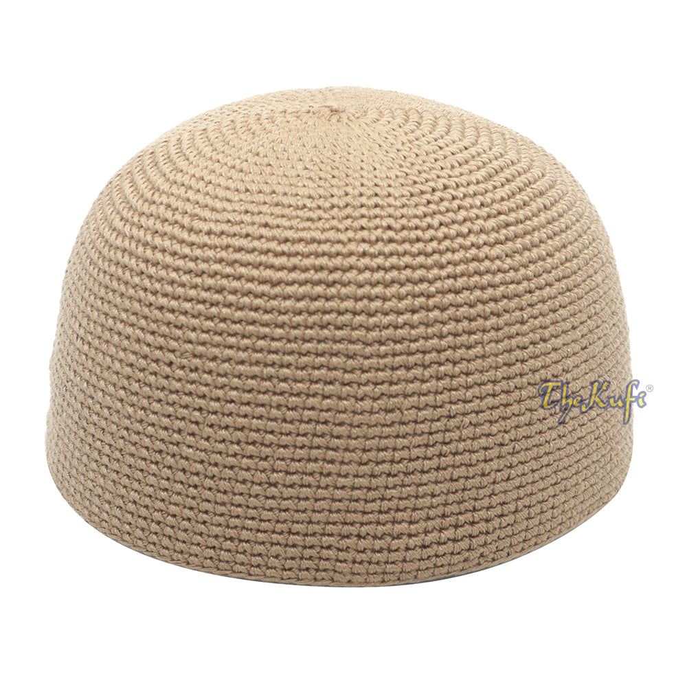 Plain Light Brown Hand-Crocheted 100% Cotton Kufi Hat Unique Design and Comfortable Fit