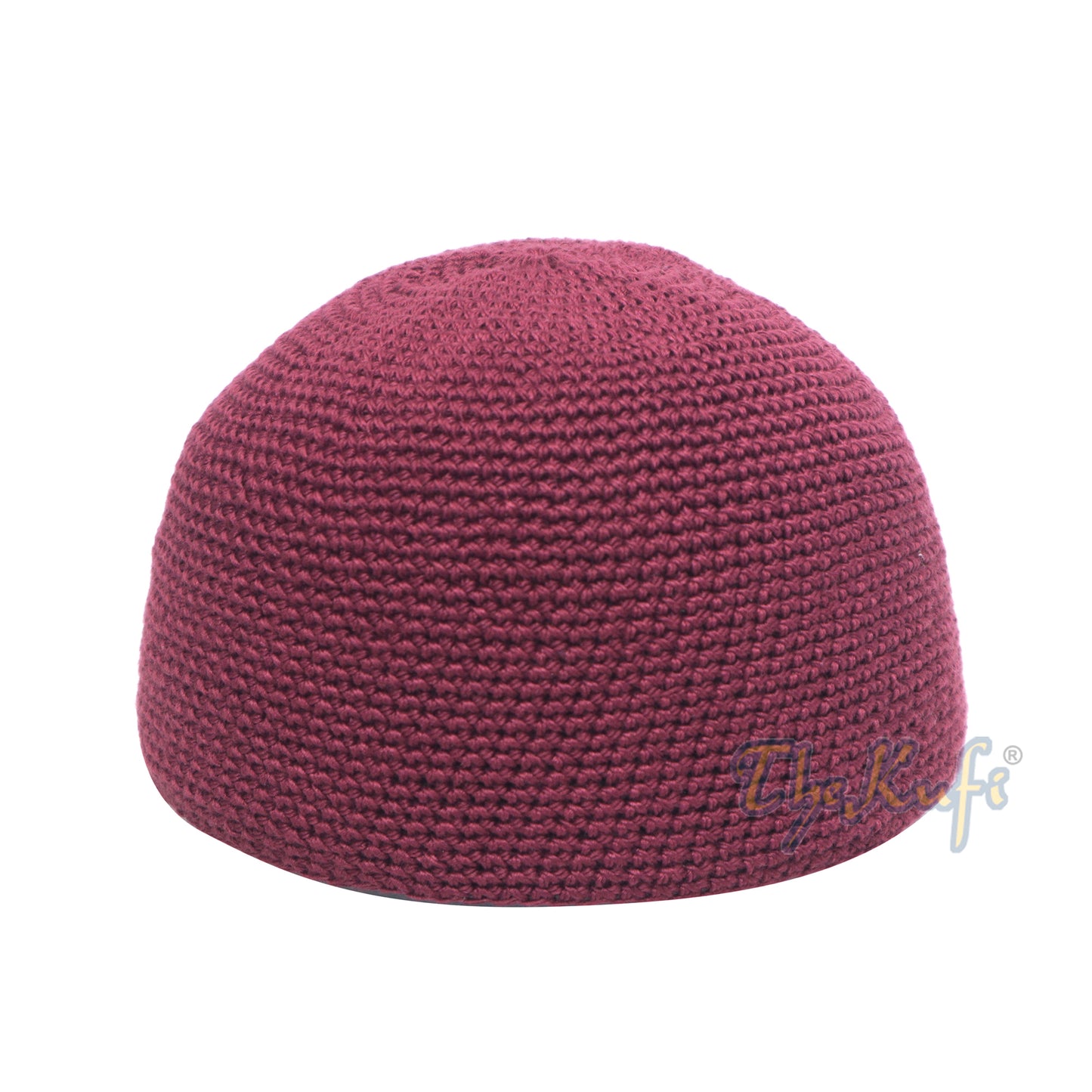 Topi Kufi Rajutan Tangan Warna Burgundy Polos Desain Katun 100% dan Nyaman Dipakai