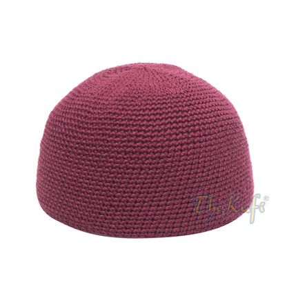 Topi Kufi Rajutan Tangan Warna Burgundy Polos Desain Katun 100% dan Nyaman Dipakai