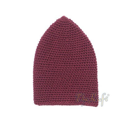 Plain Burgundy Hand-Crocheted 100% Cotton Kufi Hat Design and Comfortable Fit