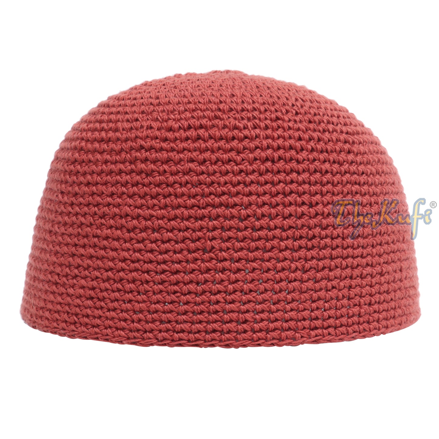 Topi Kufi Rajutan Tangan Warna Merah Tua Polos Desain 100% Katun dan Nyaman Dipakai