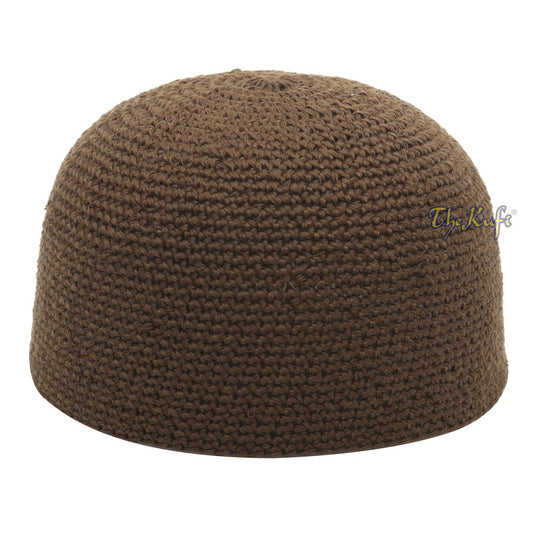 Plain Extra Dark Brown Hand-Crocheted 100% Cotton Kufi Hat Unique Design and Comfortable Fit