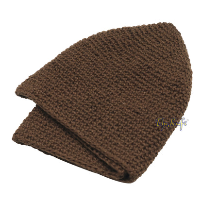 Plain Extra Dark Brown Hand-Crocheted 100% Cotton Kufi Hat Unique Design And Comfortable Fit