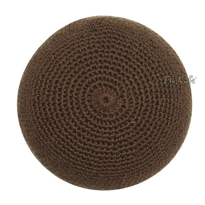 Plain Extra Dark Brown Hand-Crocheted 100% Cotton Kufi Hat Design and Comfortable Fit