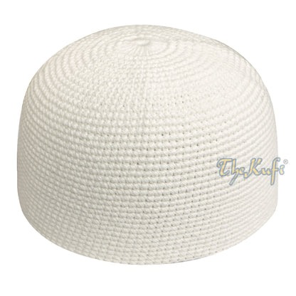 Plain Off-White Hand-Crocheted 100% Cotton Kufi Hat Unique Design And Comfortable Fit