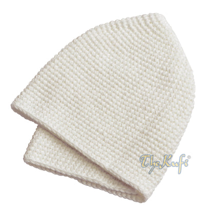 Plain Off-White Hand-Crocheted 100% Cotton Kufi Hat Unique Design And Comfortable Fit