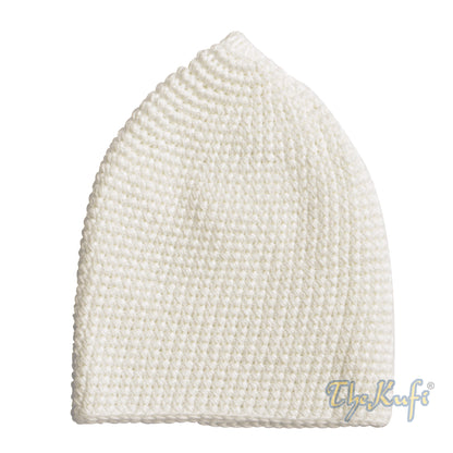 Plain Off-White Hand-Crocheted 100% Cotton Kufi Hat Unique Design And Comfortable Fit