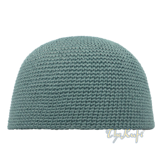 Plain Light Khaki Green Hand-Crocheted 100% Cotton Kufi Hat Unique Design And Comfortable Fit