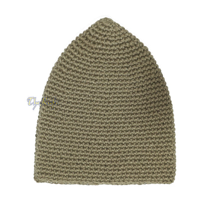 Plain Khaki Brown Hand-Crocheted 100% Cotton Jacquard Kufi Hat Unique Design And Comfortable Fit