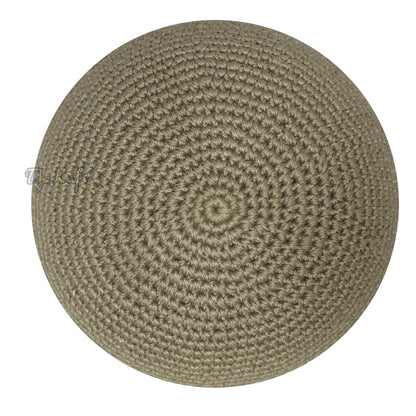 Plain Khaki Brown Hand-Crocheted 100% Cotton Jacquard Kufi Hat Design and Comfortable Fit