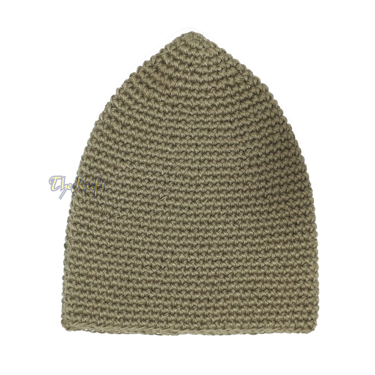 Plain Khaki Brown Hand-Crocheted 100% Cotton Jacquard Kufi Hat Design and Comfortable Fit