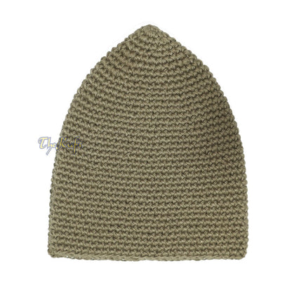 Plain Khaki Brown Hand-Crocheted 100% Cotton Jacquard Kufi Hat Design and Comfortable Fit