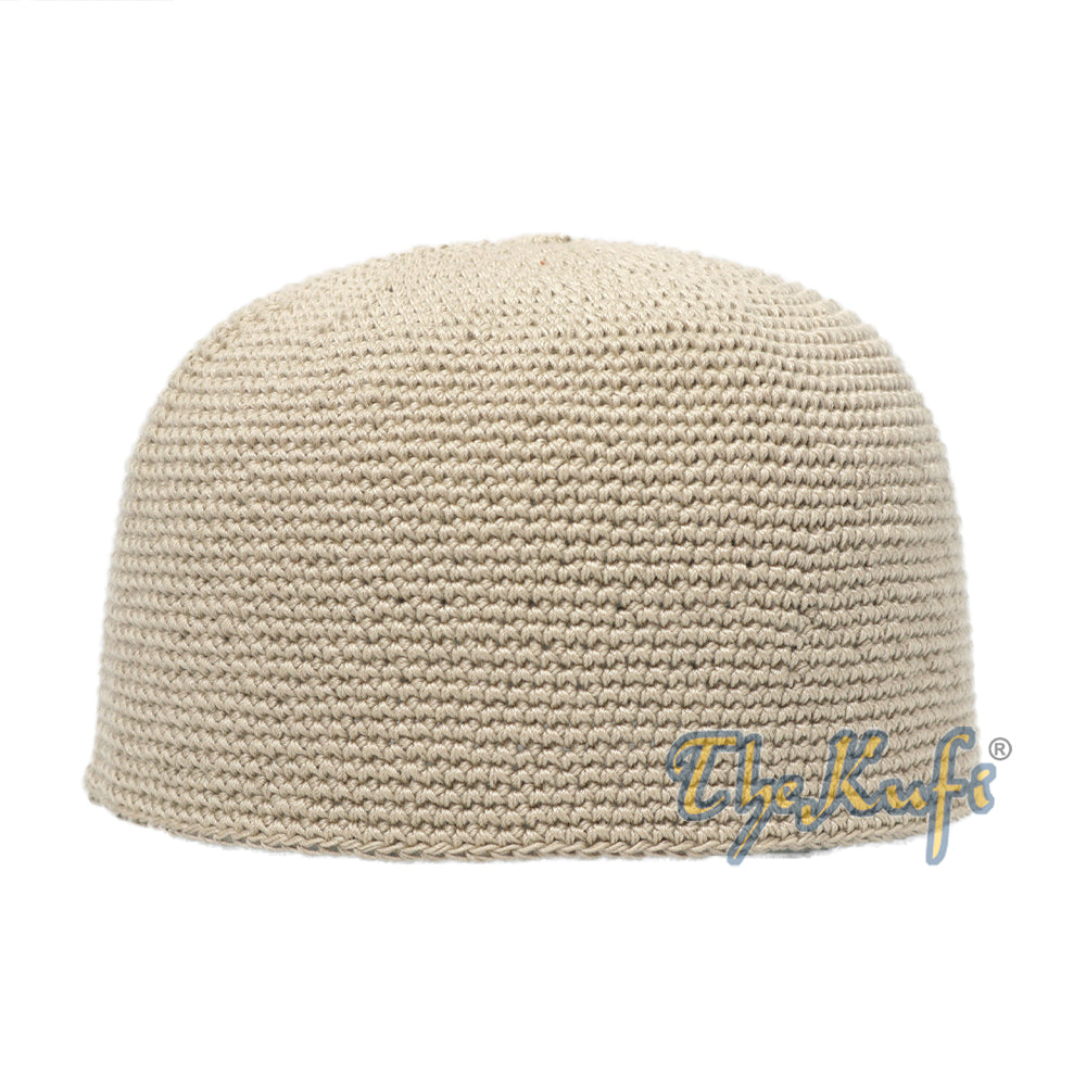 Plain Light Khaki Hand-Crocheted 100% Cotton Kufi Hat Unique Design And Comfortable Fit