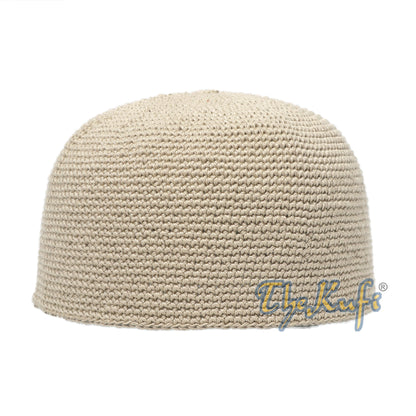 Plain Light Khaki Hand-Crocheted 100% Cotton Kufi Hat Unique Design And Comfortable Fit