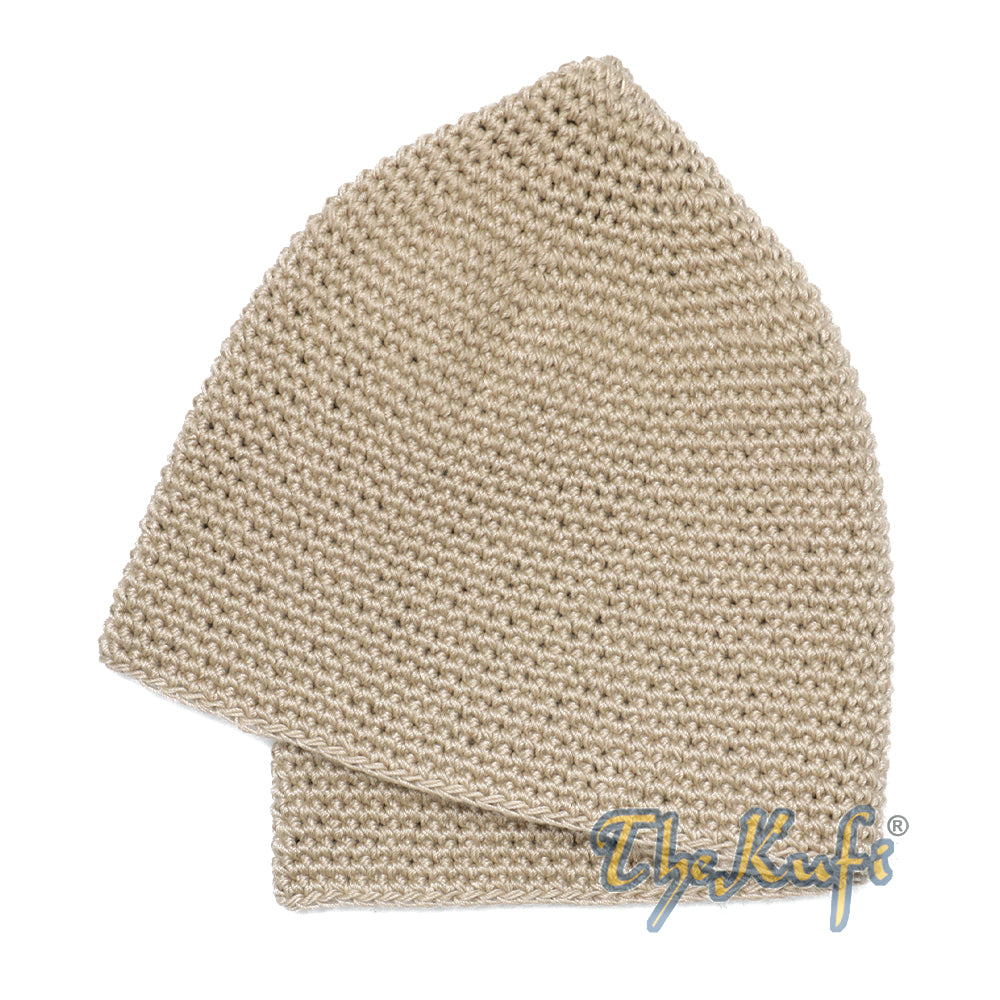 Plain Light Khaki Hand-Crocheted 100% Cotton Kufi Hat Unique Design And Comfortable Fit