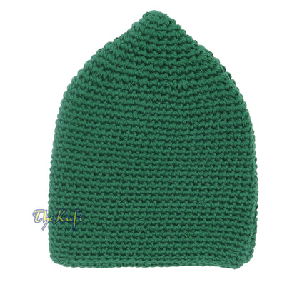 Medina Green Hand-Crocheted 100% Cotton Jacquard Kufi Hat Design and Comfortable Fit