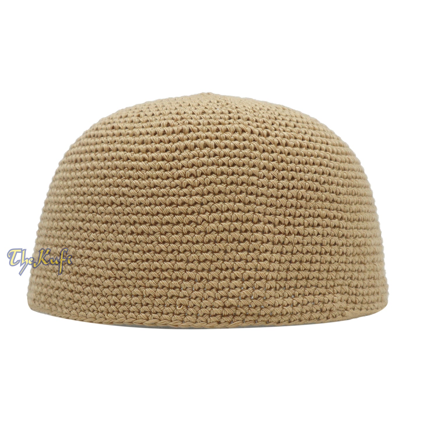 Tan Hand-Crocheted Hand-Crocheted 100% Cotton Jacquard Kufi Hat – One Size Fits Most – Unique Design And Comfortable Fit