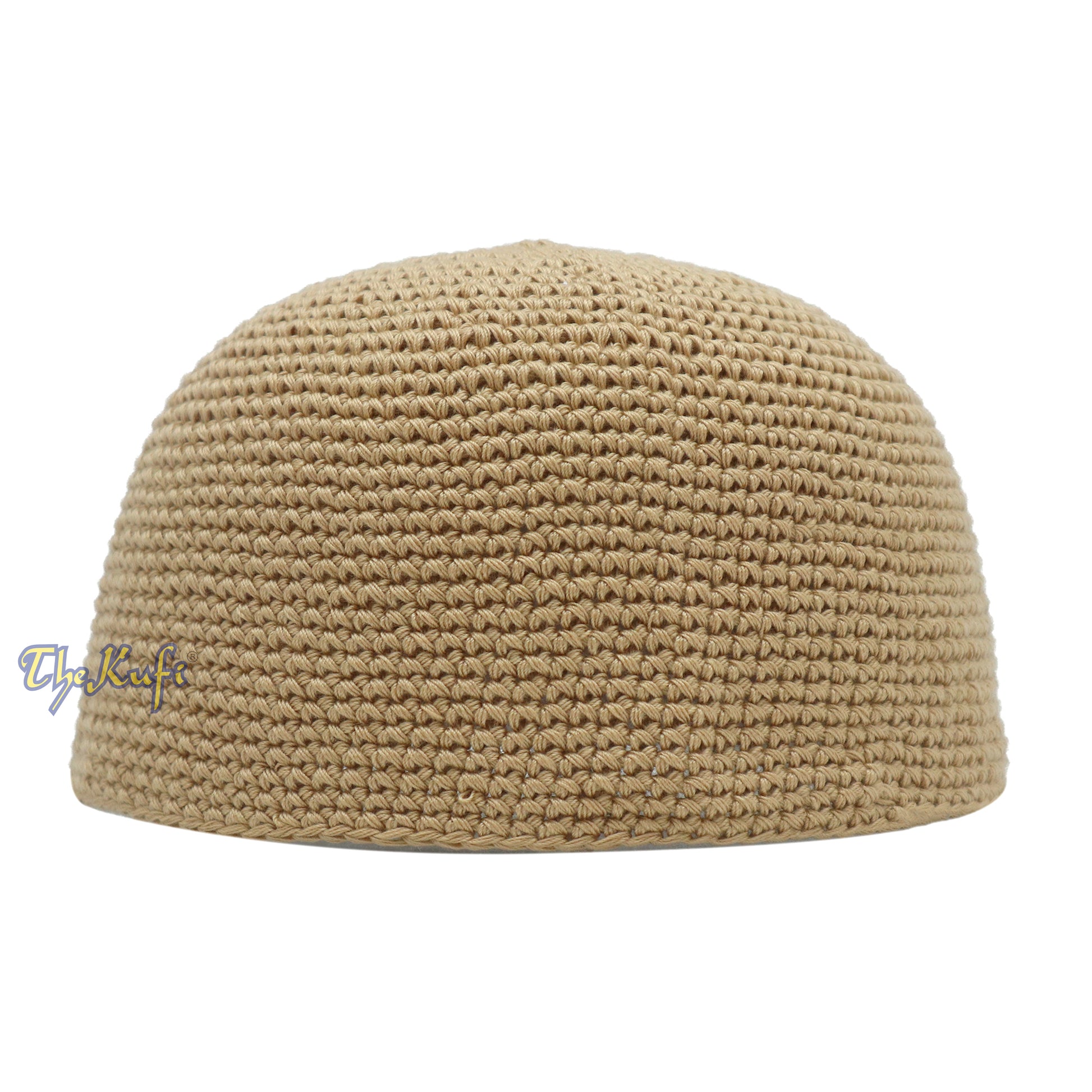 Tan Hand-Crocheted Hand-Crocheted 100% Cotton Jacquard Kufi Hat – One Size Fits Most – Unique Design And Comfortable Fit