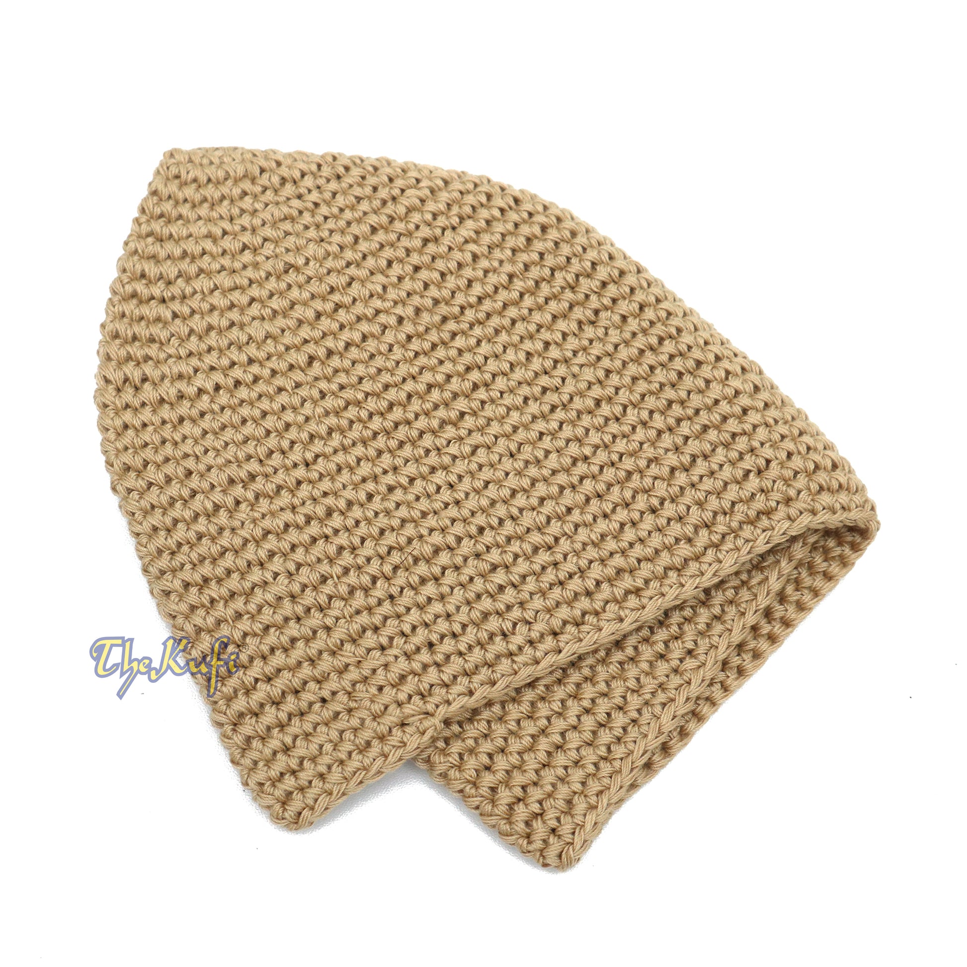 Tan Hand-Crocheted Hand-Crocheted 100% Cotton Jacquard Kufi Hat – One Size Fits Most – Unique Design And Comfortable Fit