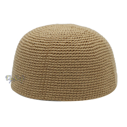 Tan Hand-Crocheted Hand-Crocheted 100% Cotton Jacquard Kufi Hat – One Size Fits Most – Unique Design And Comfortable Fit