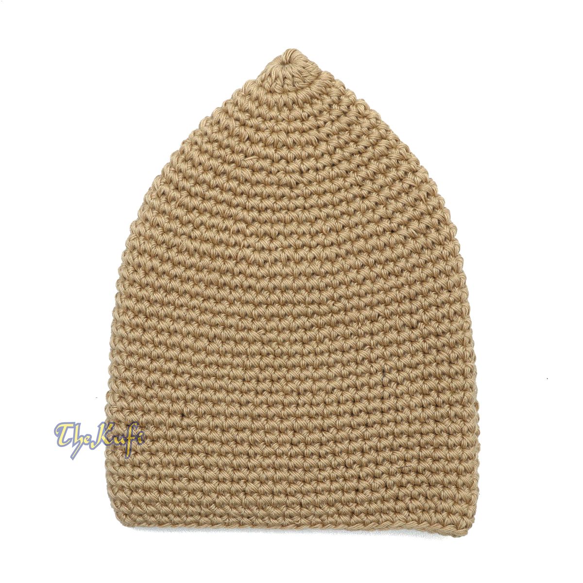 Tan Hand-Crocheted Hand-Crocheted 100% Cotton Jacquard Kufi Hat – One Size Fits Most – Design and Comfortable Fit