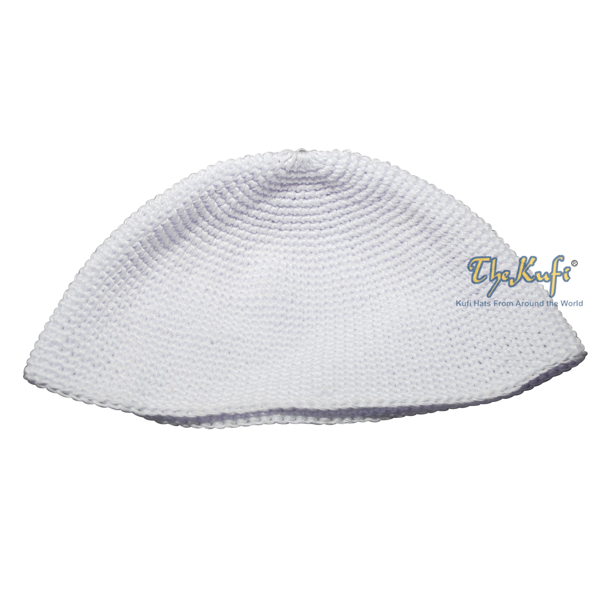 White Cotton Kufi Skull Cap Hand-Crocheted 100% Comfortable Fit for Salah