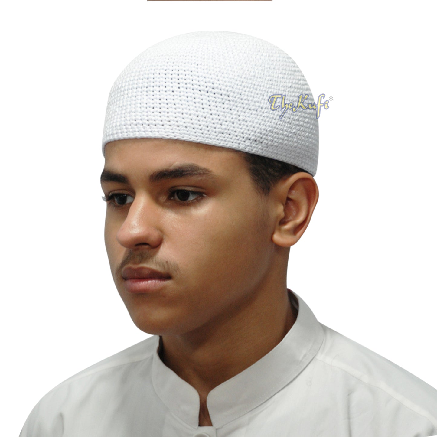 White Cotton Kufi Skull Cap Hand-Crocheted 100% Comfortable Fit for Salah