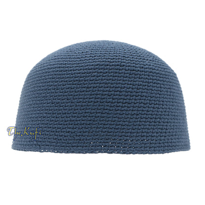 Indigo Blue Hand-Crocheted 100% Cotton Jacquard Kufi Hat Unique Design And Comfortable Fit