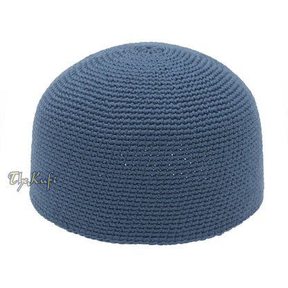 Indigo Blue Hand-Crocheted 100% Cotton Jacquard Kufi Hat Unique Design And Comfortable Fit