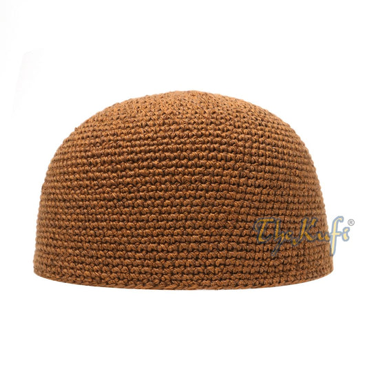 Plain Rust Brown Hand-Crocheted 100% Cotton Kufi Hat Unique Design and Comfortable Fit